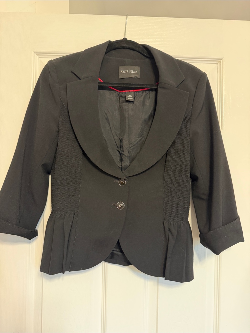White House Black Market Black Women's Peplum Shawl Collar Blazer